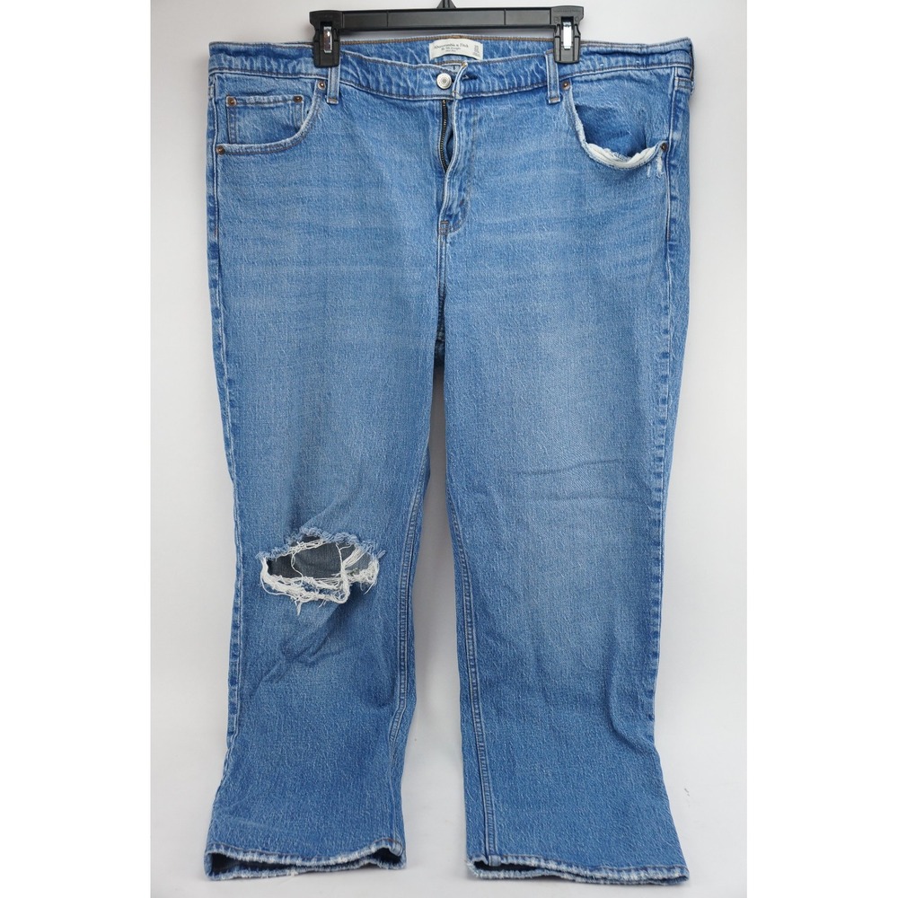 Distressed Abercrombie & Fitch Women's Jeans The 90's Straight Mid Rise 35x20